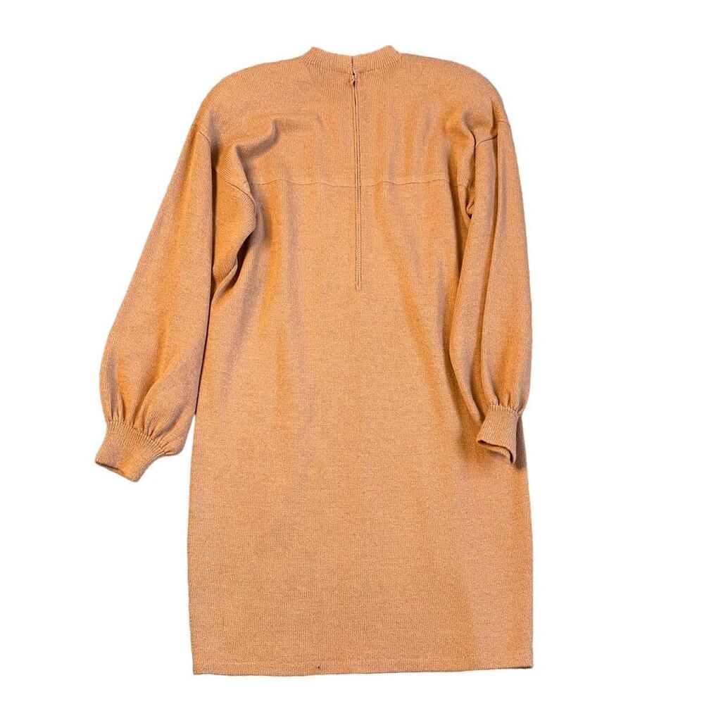 Vintage St. John by Marie Gray Camel Knit Mock Neck Sweater Dress Size 8 - Picture 9 of 9